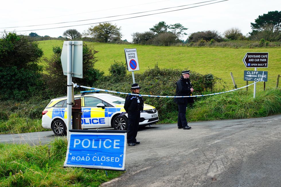Police cordon off the road leading to the Bovisand cafe and car park in Plymouth, after the body of a woman was found in the hunt for missing Plymouth teenager Bobbi-Anne McLeod, who has not been seen since Saturday evening.