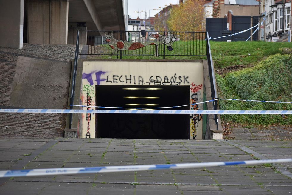 Police cordon off the scene in Hockley Circus, Birmingham, after a 13-year-old is in a critical condition after being shot in the back.