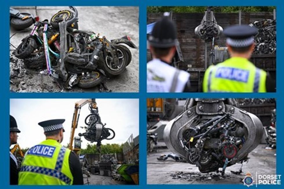 Police crushing e-bikes