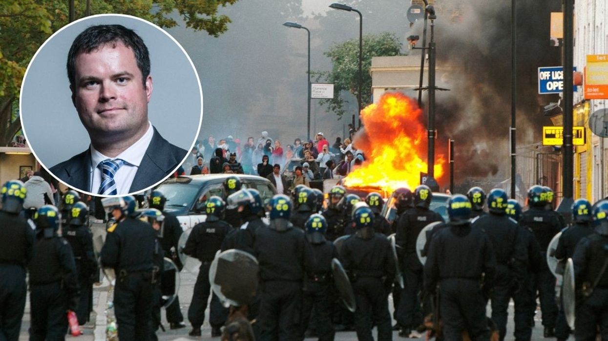 Police facing off rioters in London and Kevin Foster