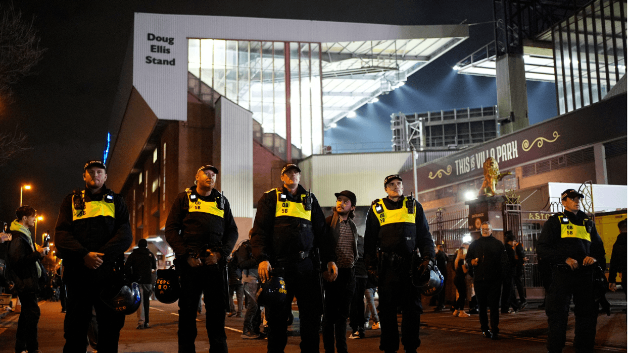 Police forces outside Villa Park