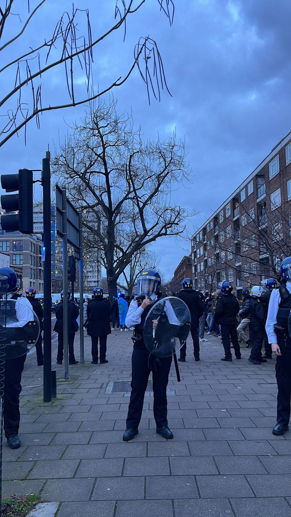 Police gather on Camberwell Road