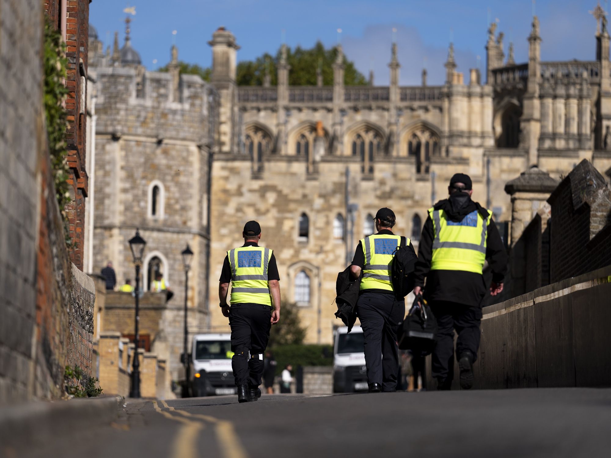 Police have been making preperations outside Windsor Castle