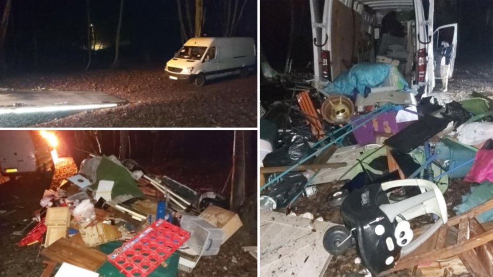 Police images of the fly-tipping in Kent.