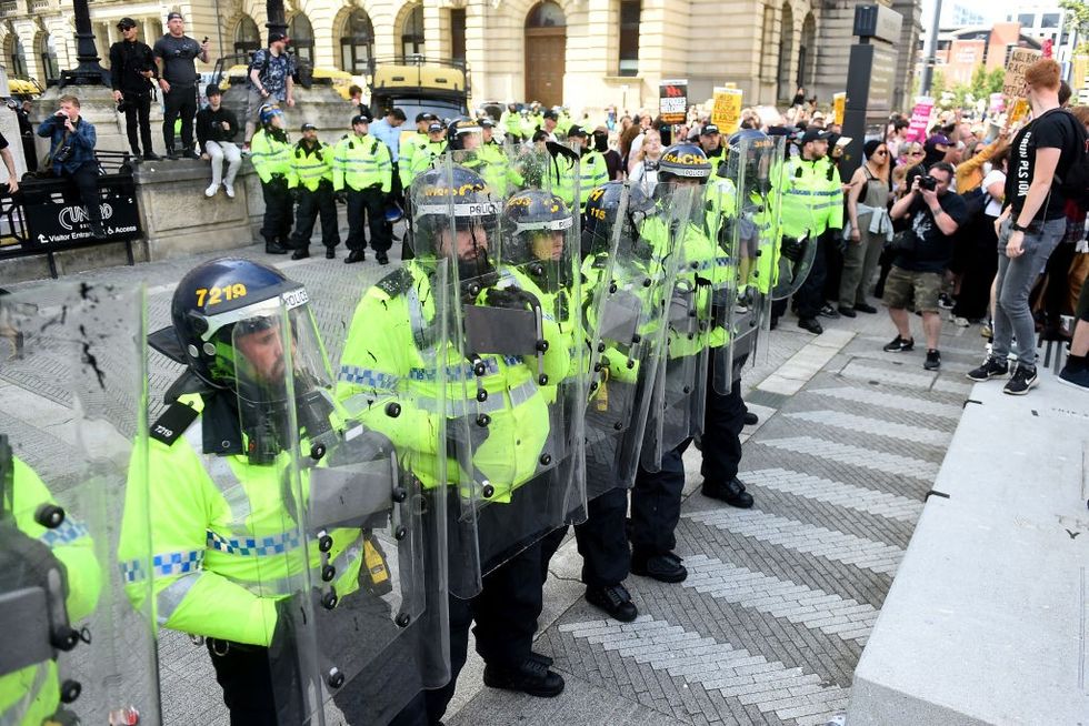 Police in riot gear in Liverpool City Centre\u200b
