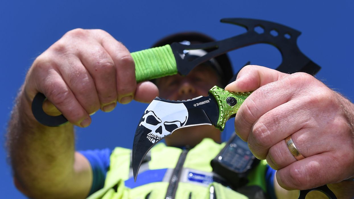 Police inspecting a 'zombie' knife