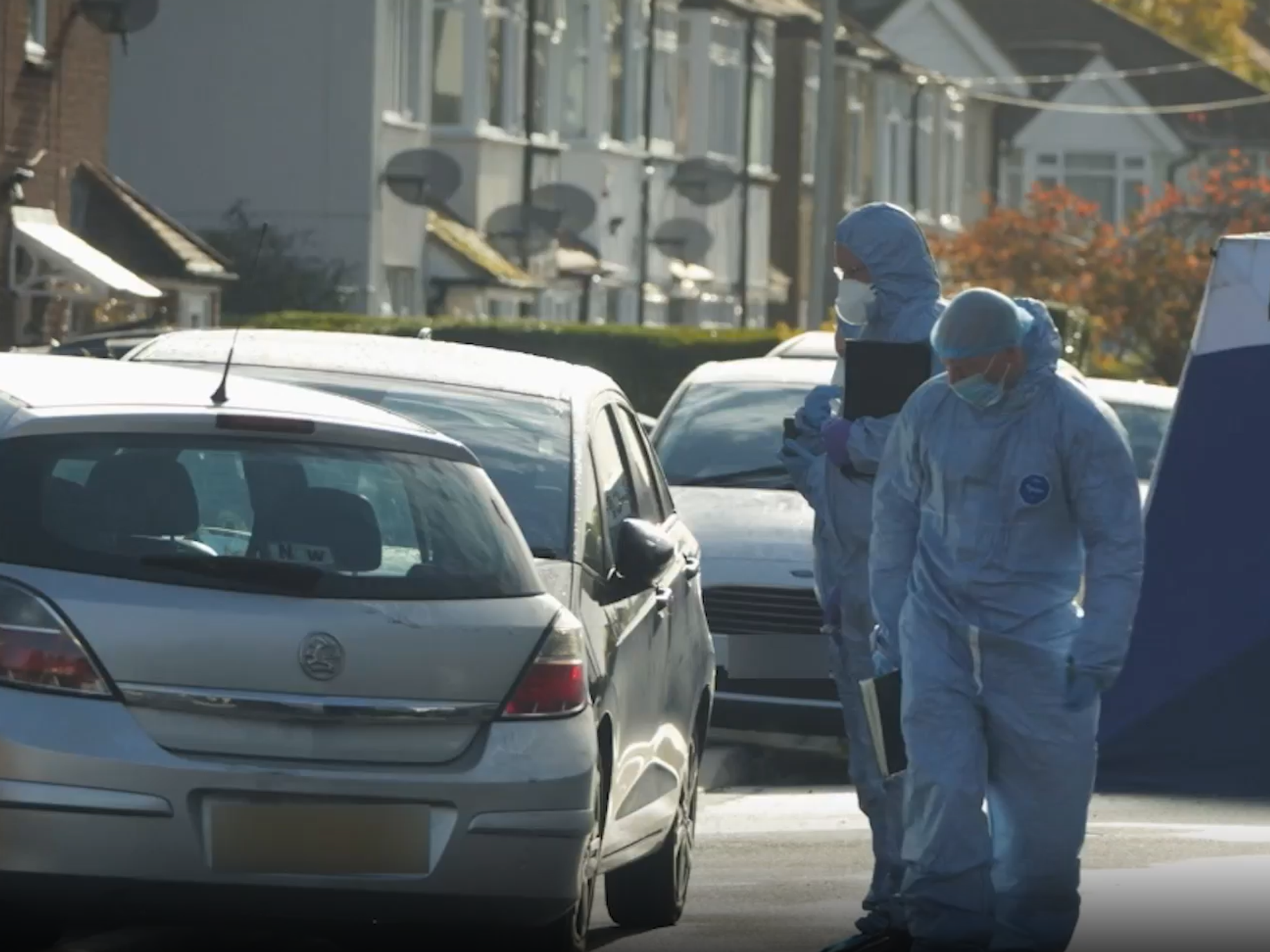 Police investigating the scene in Uxbridge