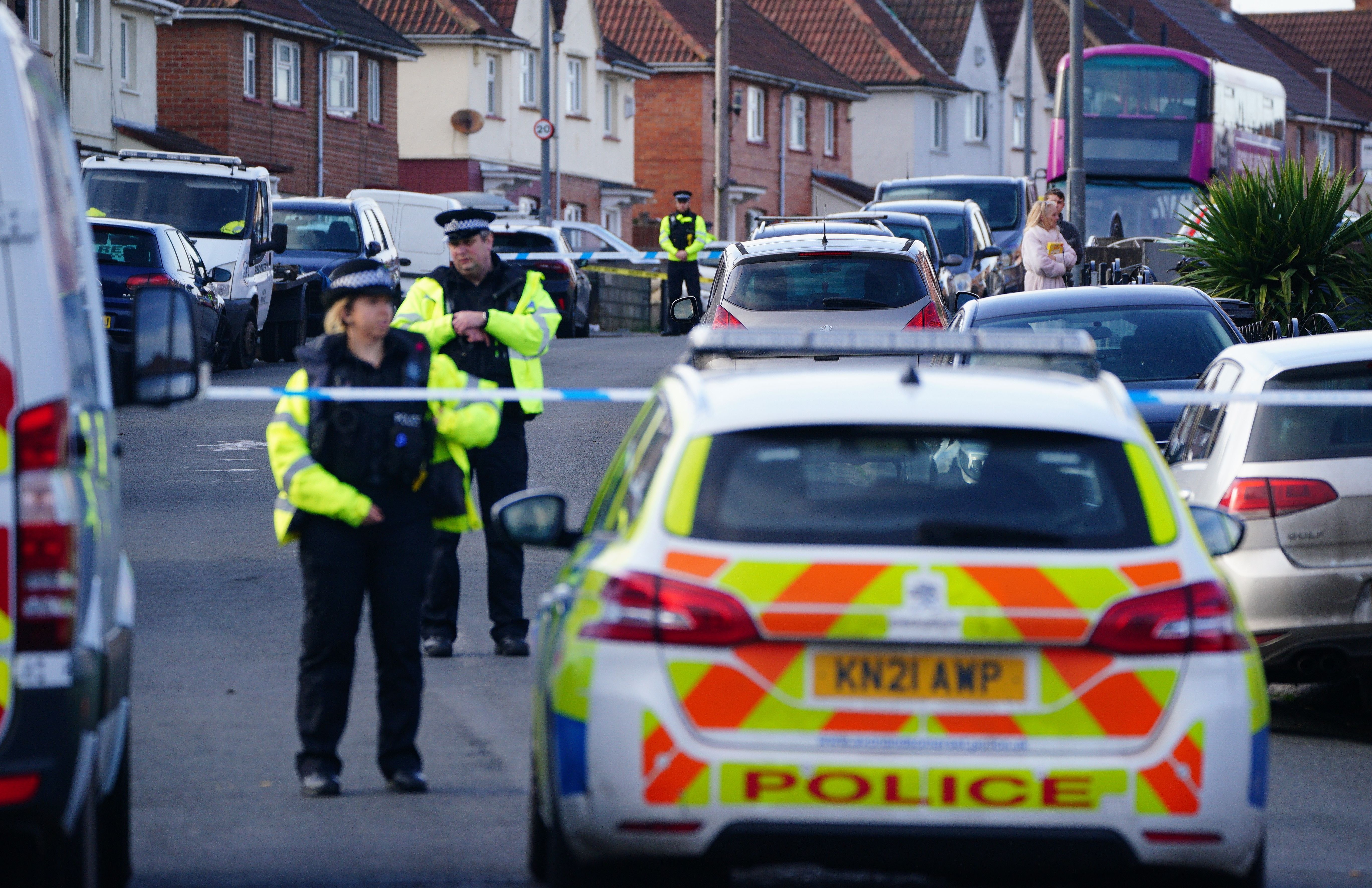 Police near the scene in south Bristol