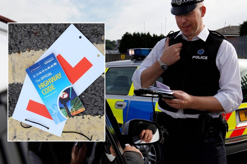 Police officer and a copy of the Highway Code