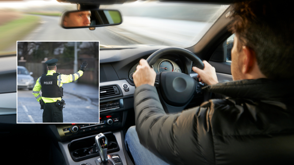 Police officer and UK driver in car