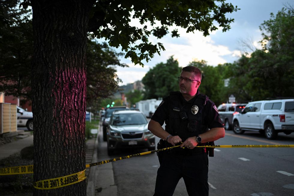 Police officer tape barrier