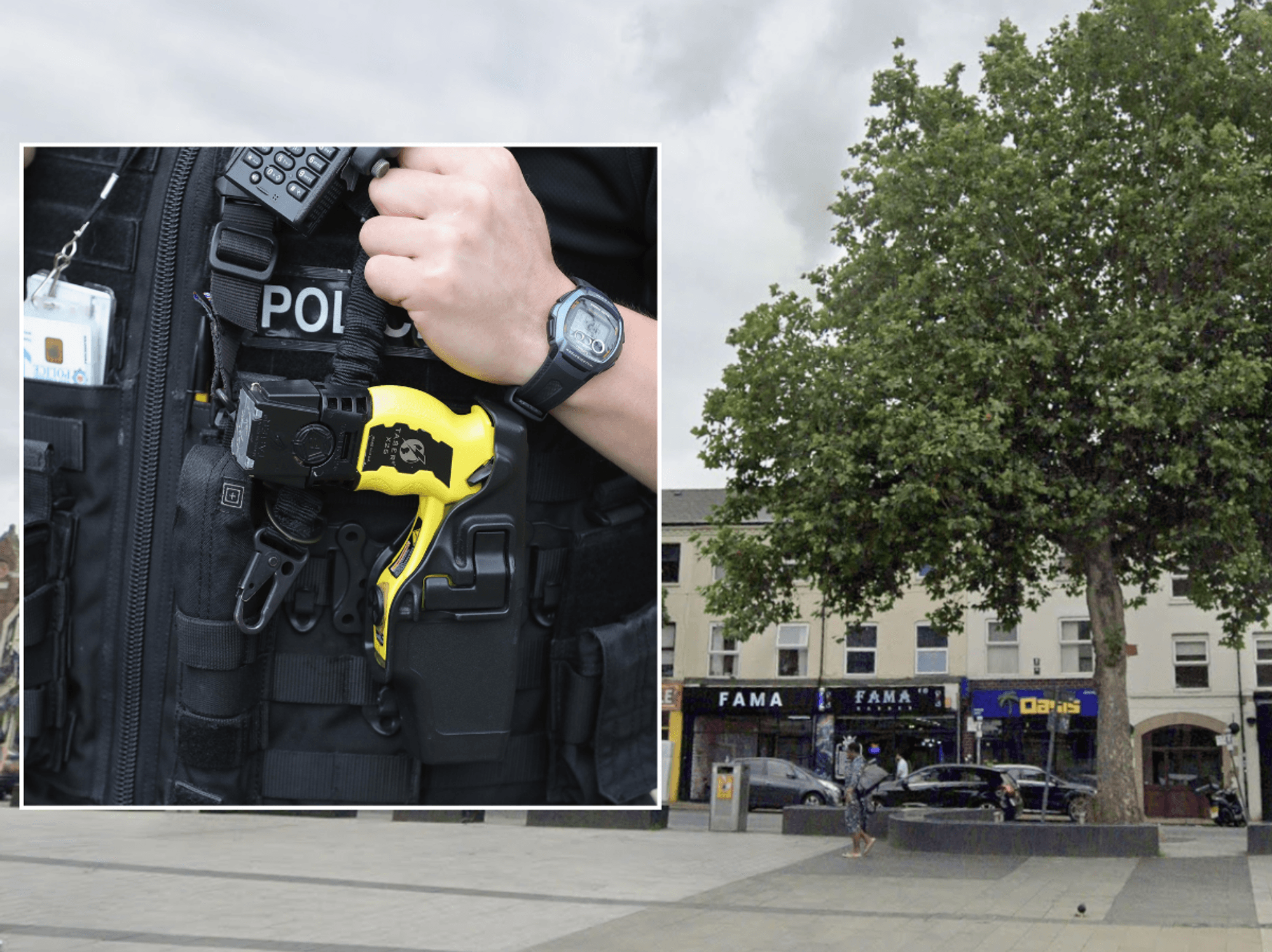 Police officer with a Taser