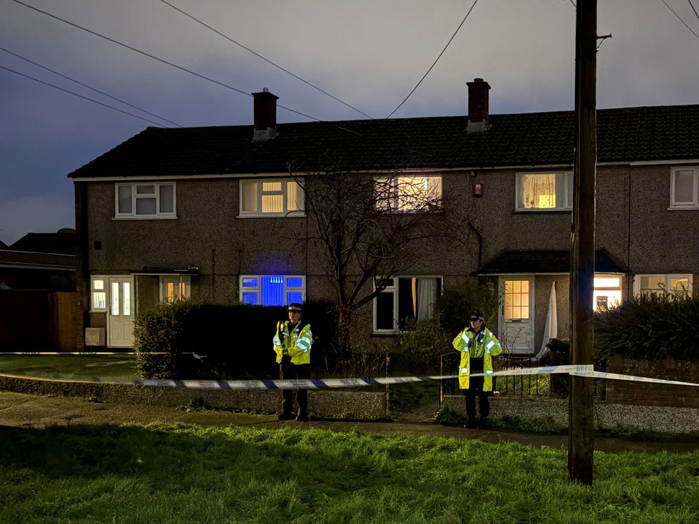 Police officers at the scene in Baydon Close, Moredon, Swindon\u200b