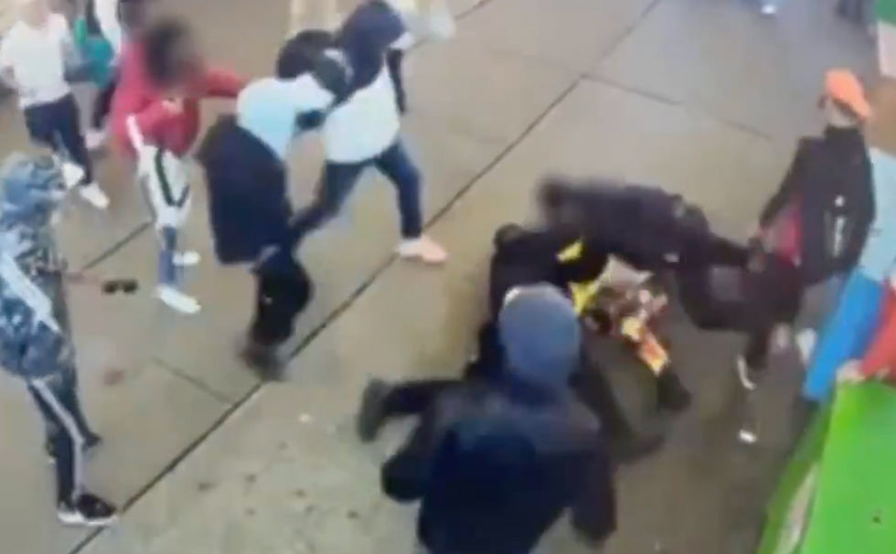 Police officers being attacked in Times Square