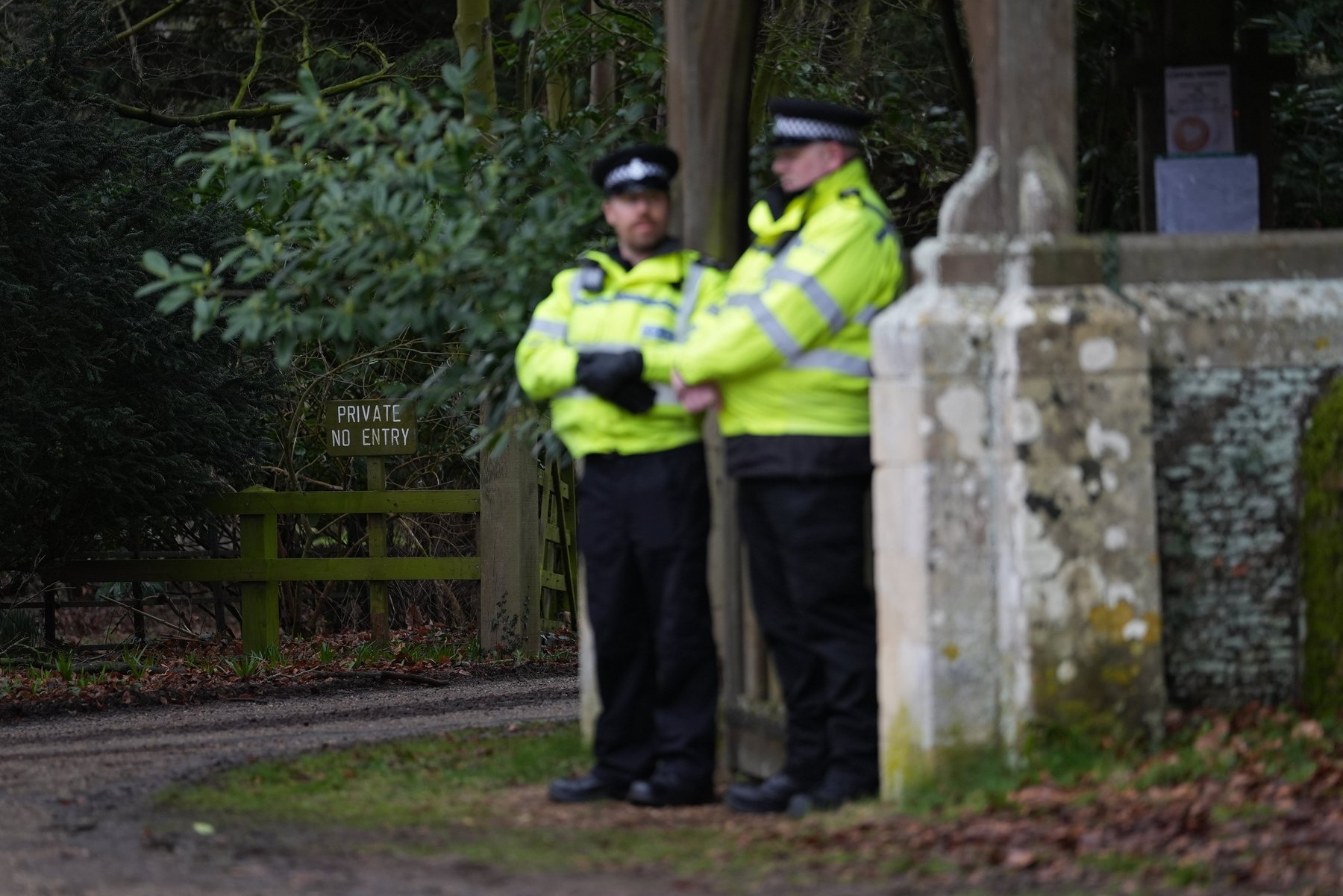 Police officers on duty at the Sandringham Estate in Norfolk