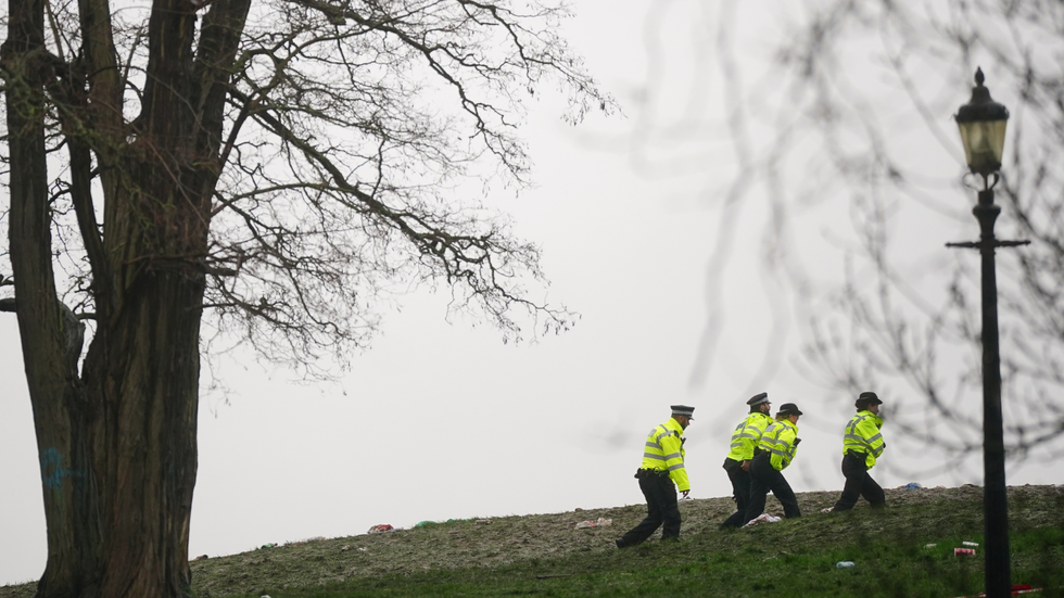 Police officers on Primrose Hill after the stabbing\u200b