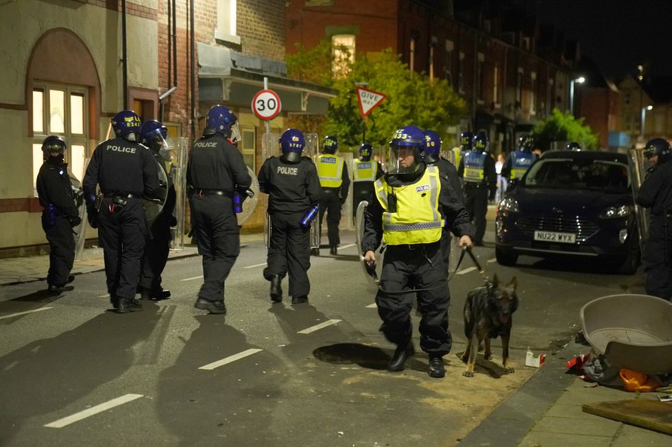 Police officers on the streets of Hartlepool following a violent protest