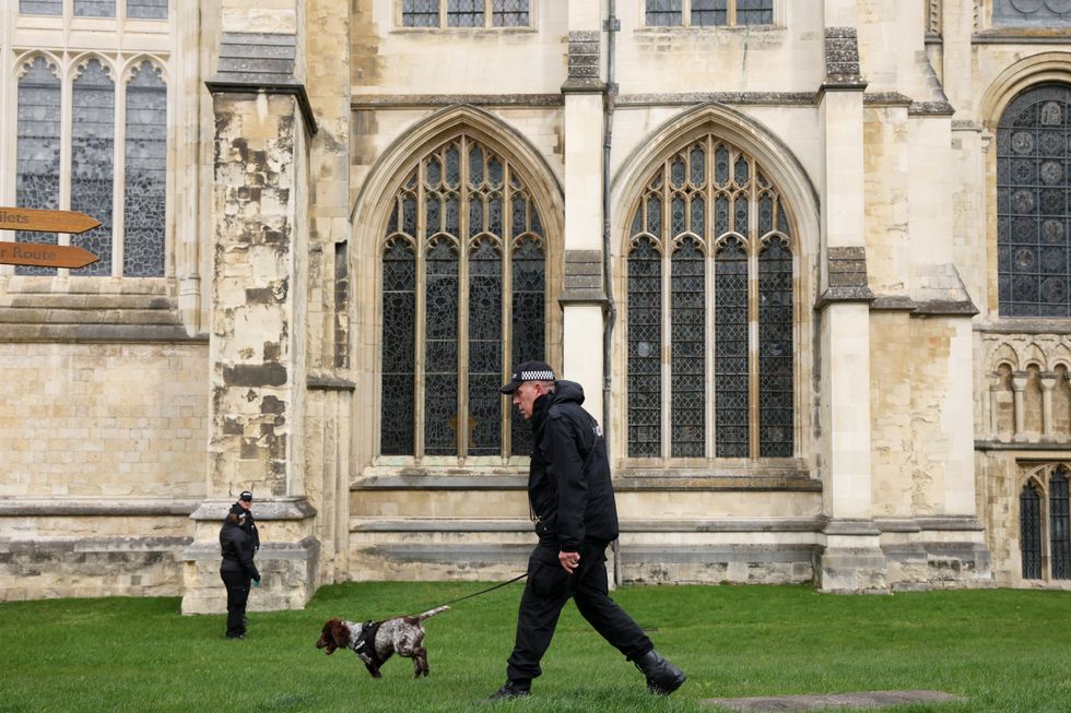 Police officers outside Canterbury Cathedral