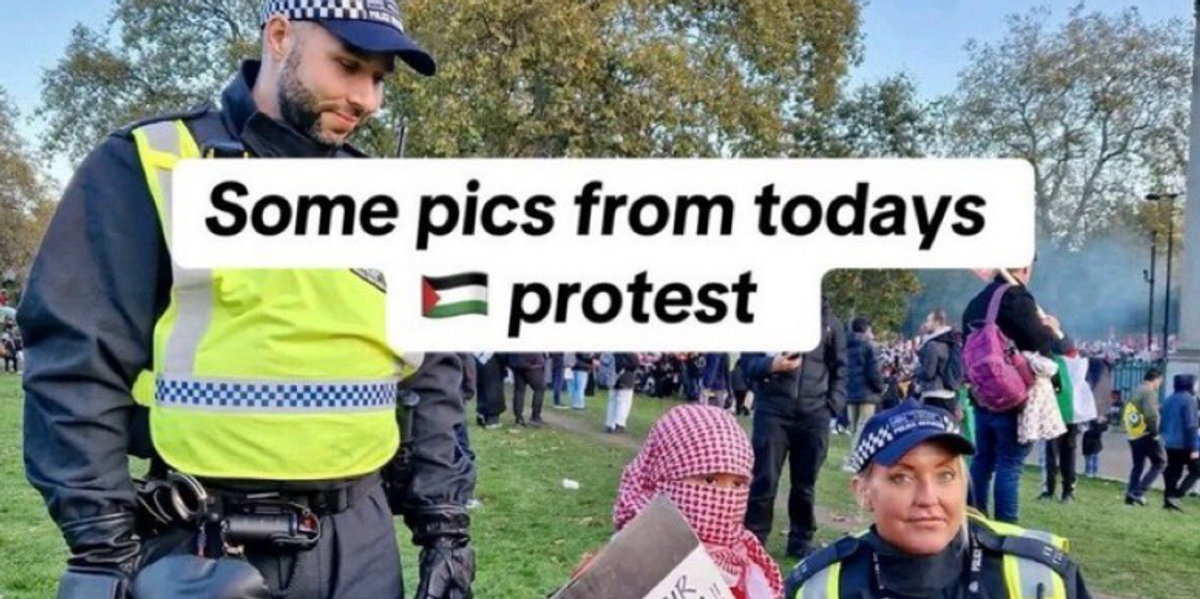 NextImg:Palestine protest apology issued by Met Police after officers posed with child holding placard