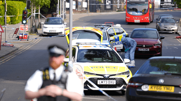 Police on the scene of the Golders Green attack
