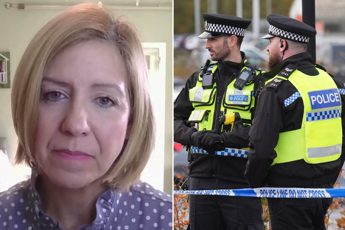 Police outside Huntingdon station after knife attack