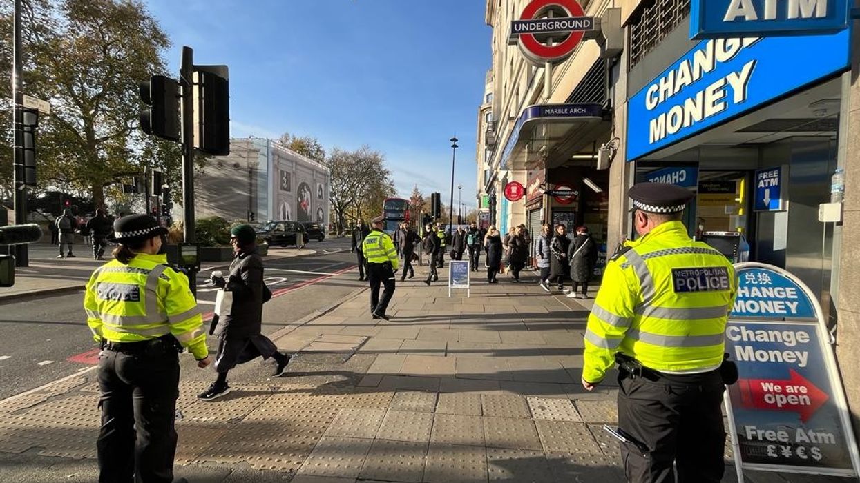 Police outside Marble Arch station as part of Project Servator