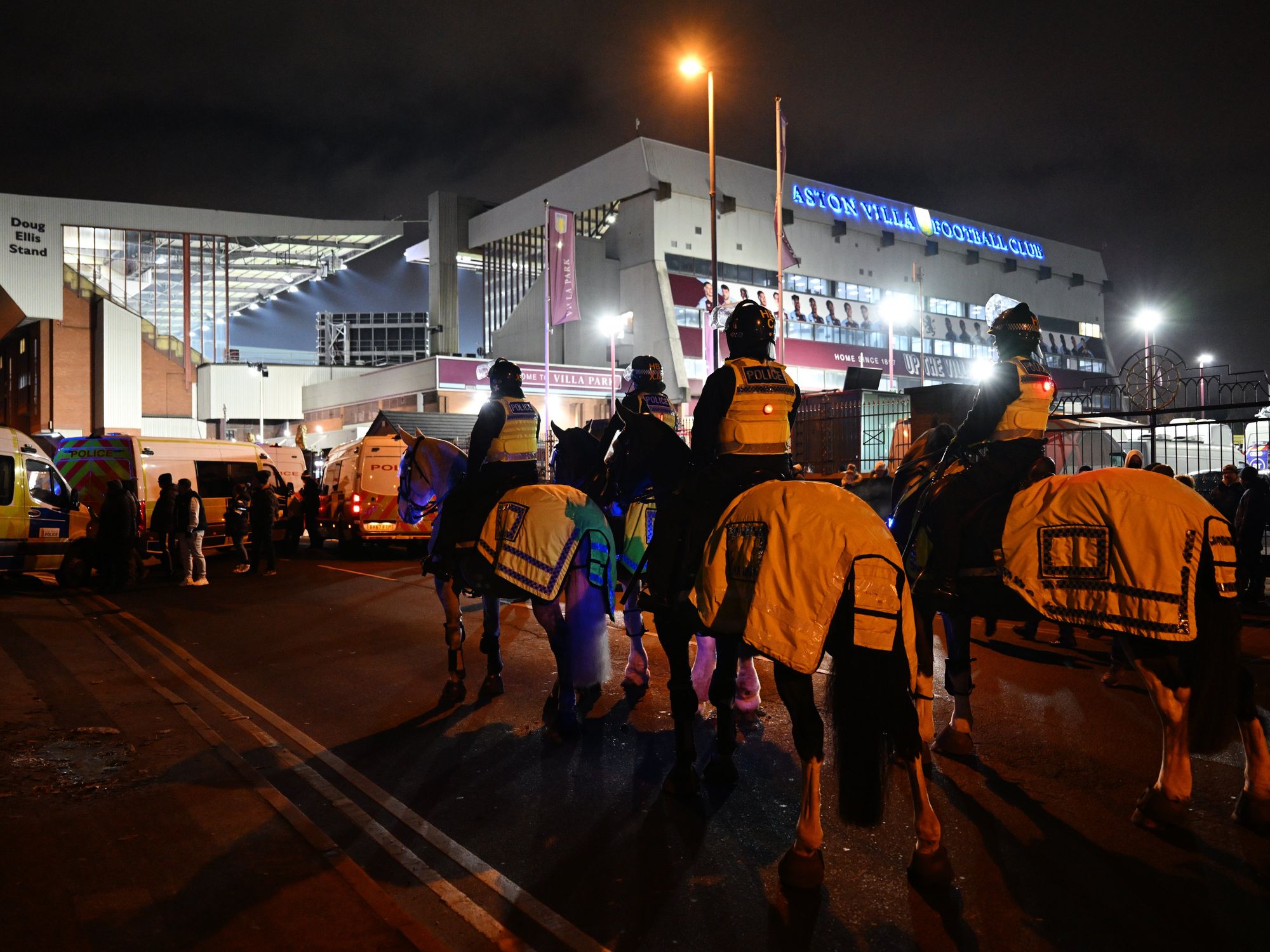 Police outside Villa Park