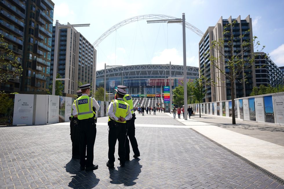 Police outside Wembley Stadium, London.