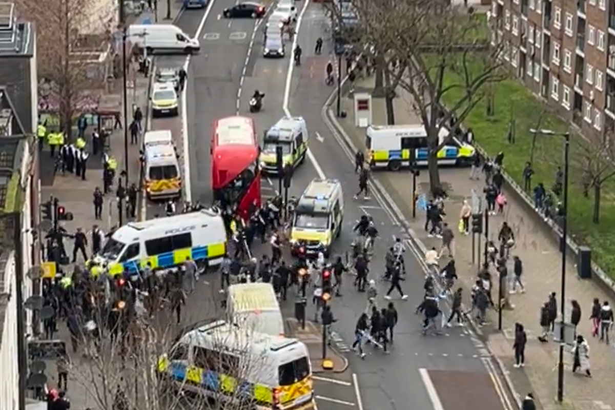 Police rush to 'big confrontation' in London as 50 'protesters' clash