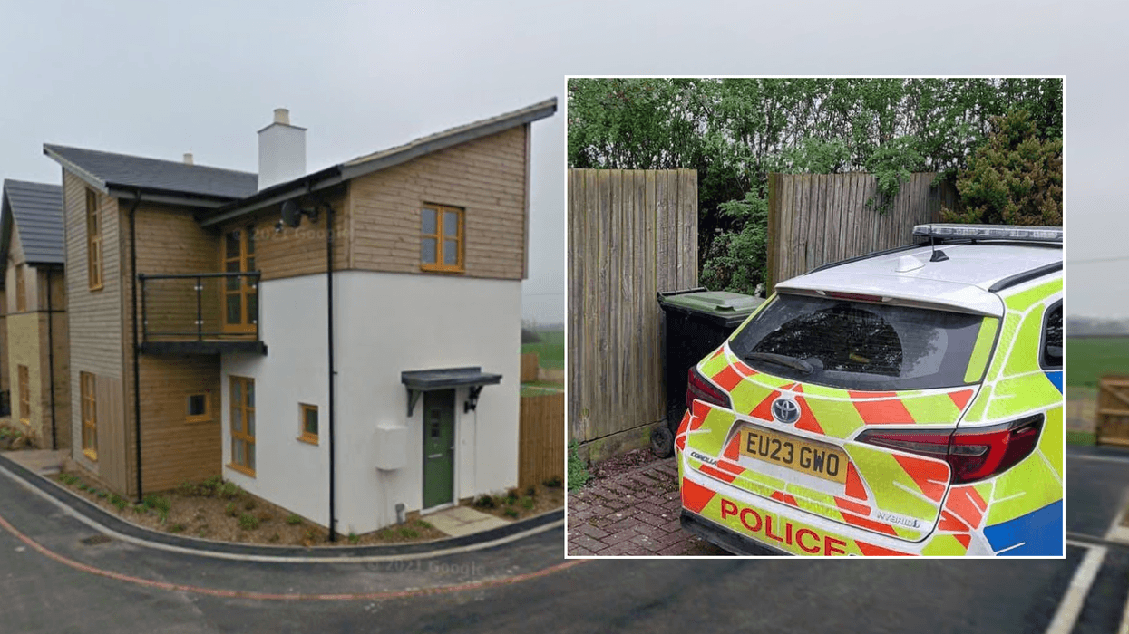 Police rushed to a property in Long Hide, in Leaden Roding; Police car at the scene in Long Hide