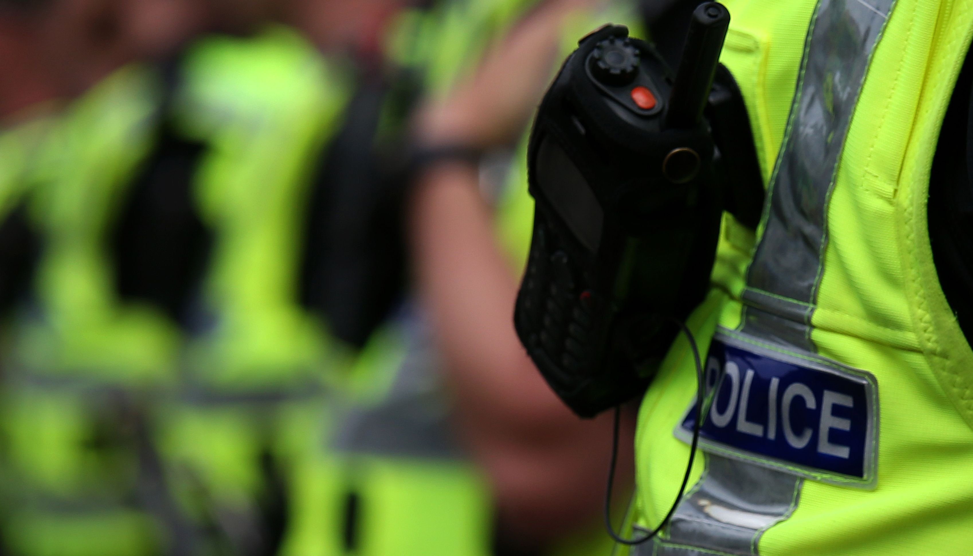 Police Scotland officers at an Anti-racism, pro-refugee demonstration  in Glasgow