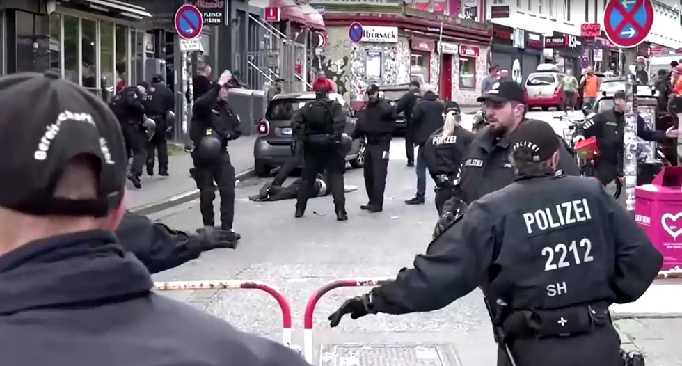 Police swarm attacker