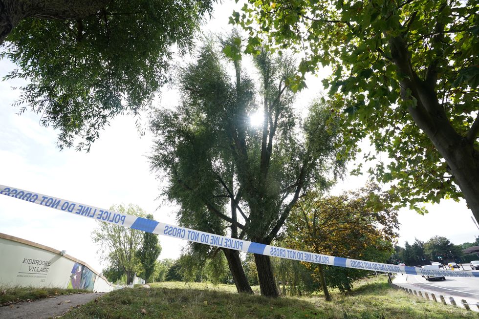 Police tape in Cator Park, Kidbrooke, south London, near to the scene where the body of Sabina Nessa was found.