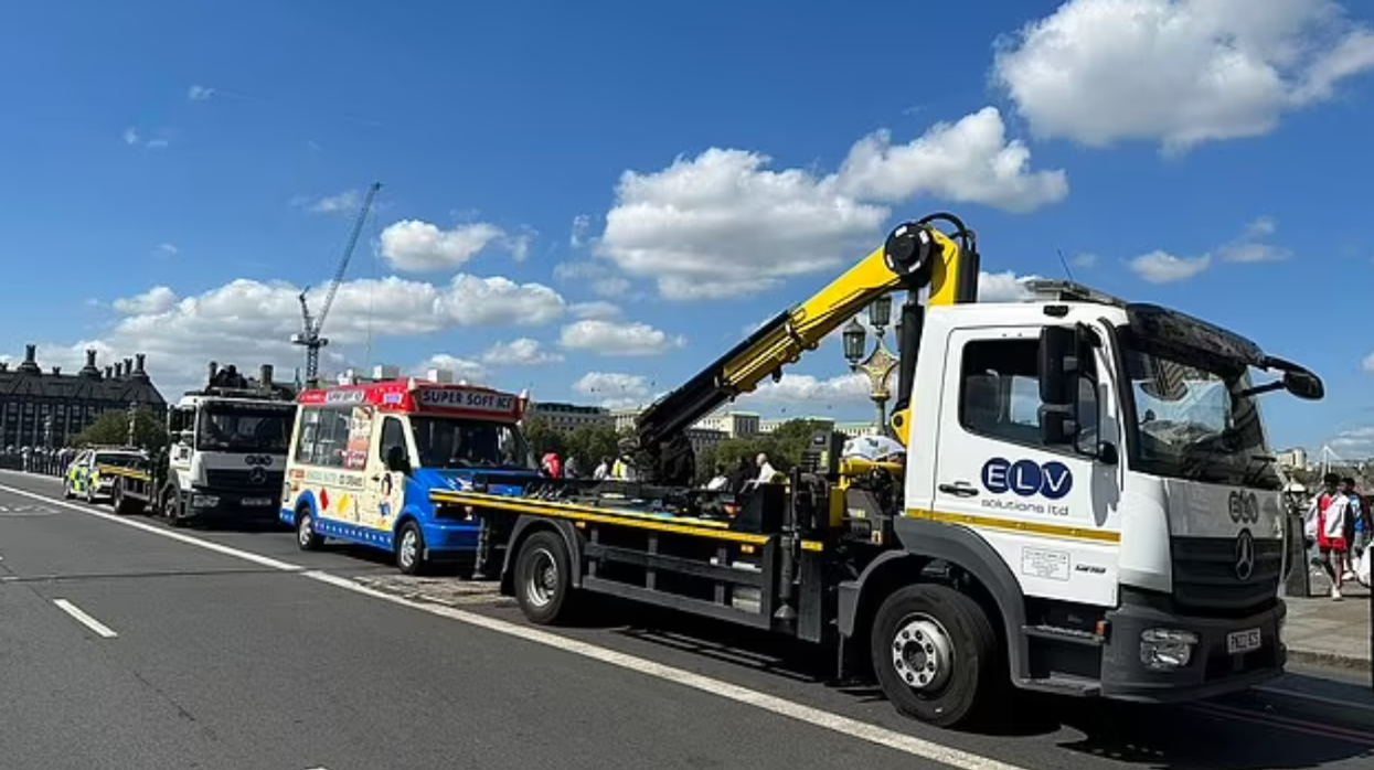 Police towing the van