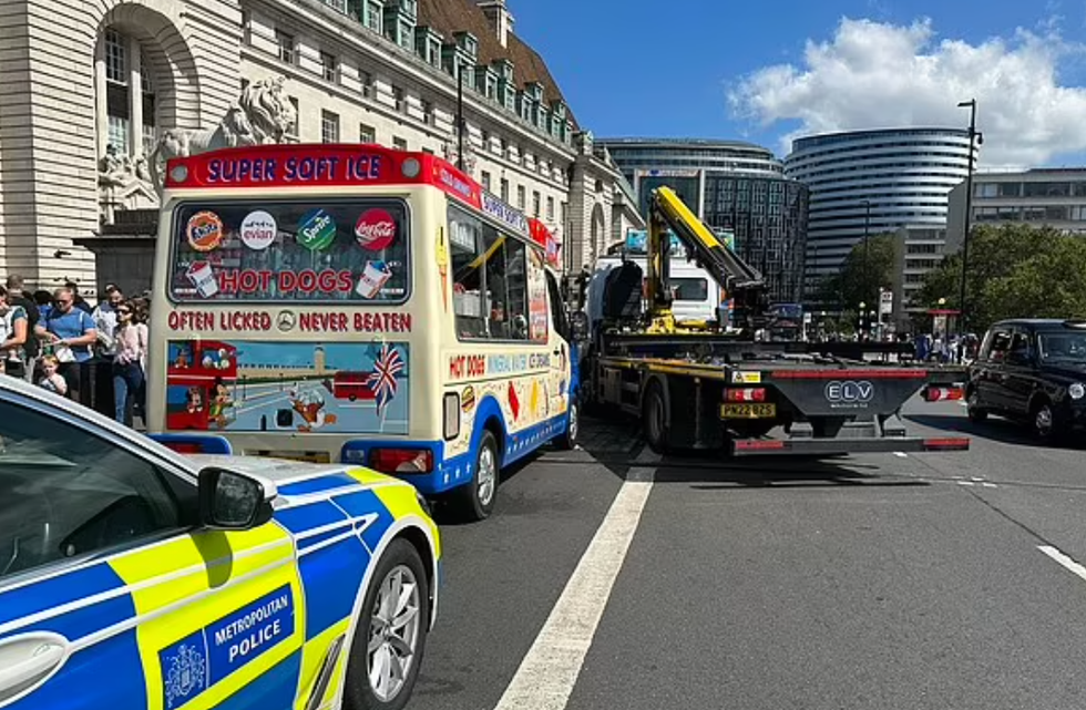 Police towing the van