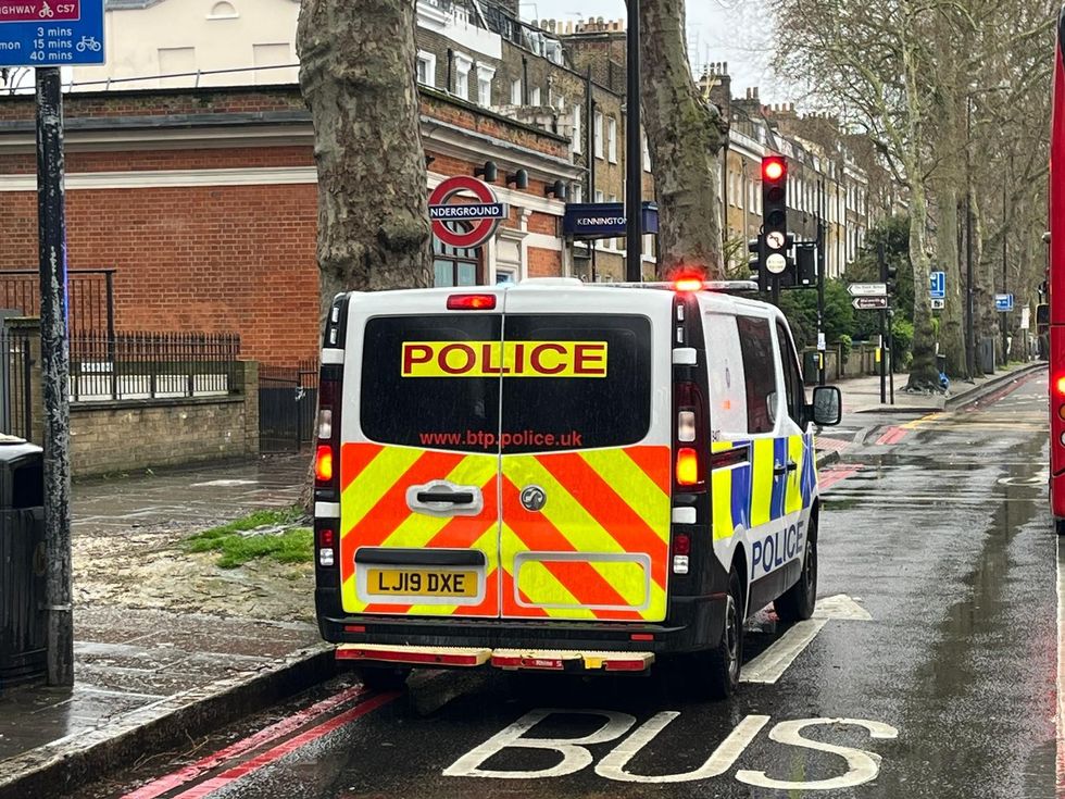 Police van outside Kennington Station