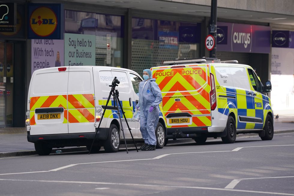 Police vans in central London