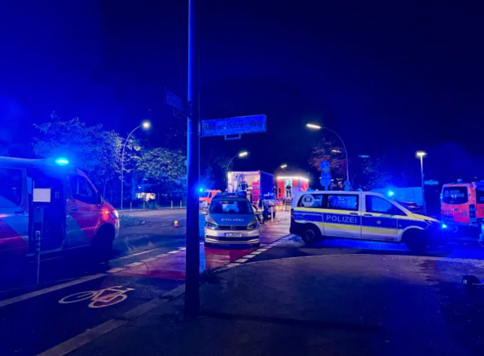 Police vehicles on the scene