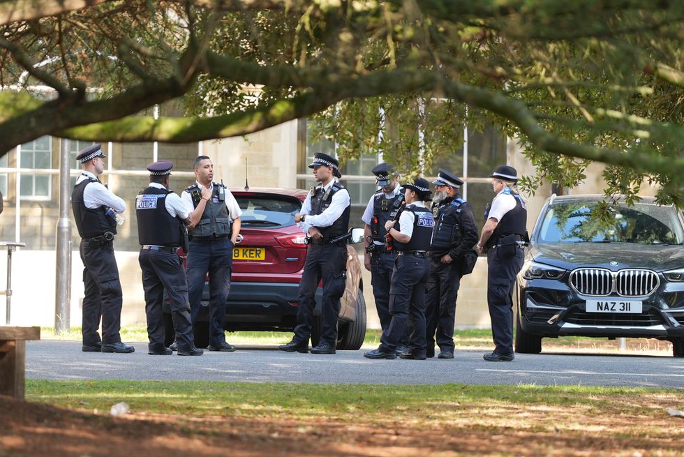 Police waiting outside Snaresbrook Crown Court