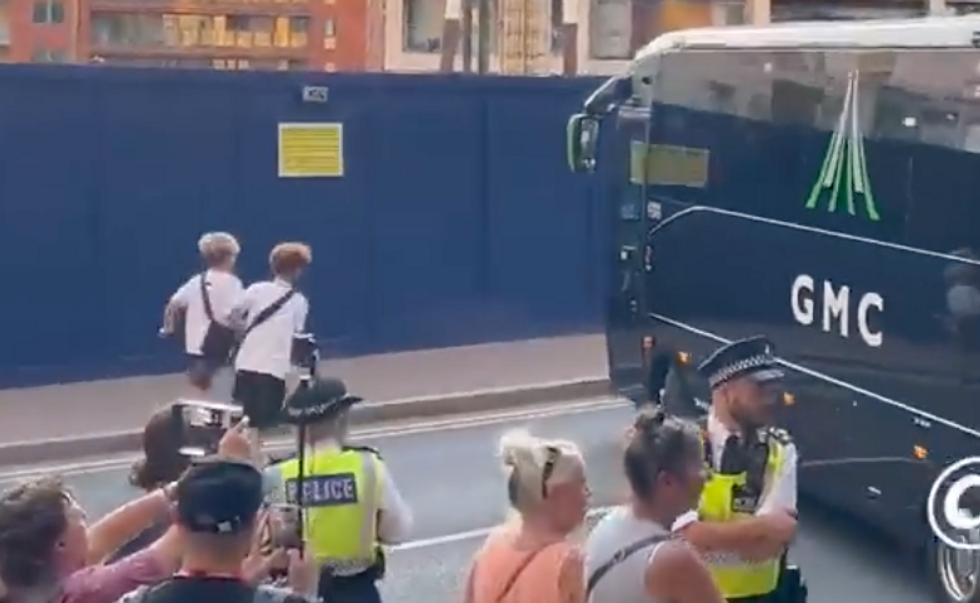 Police watched on as the bus left\u200b