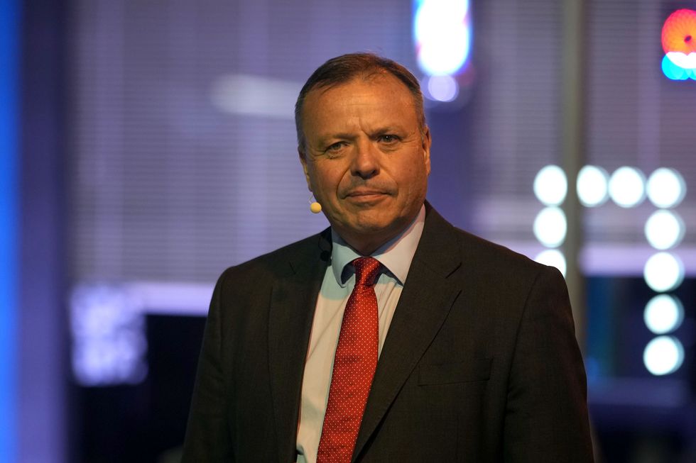Political donor Arron Banks during the Reform UK campaign launch rally at the Utilita Arena on March 28, 2025