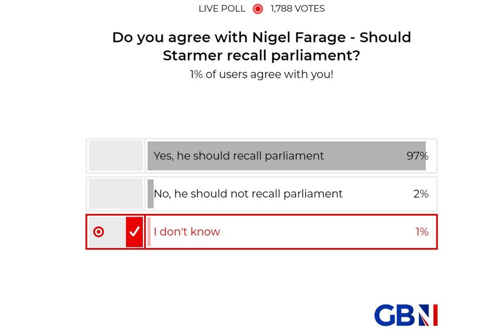 POLL: Do you agree with Nigel Farage - Should Starmer recall parliament to start honest debate on riots? YOUR VERDICT