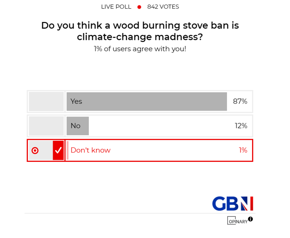 POLL OF THE DAY: Do you think a wood burning stove ban is climate-change madness? - YOUR VERDICT