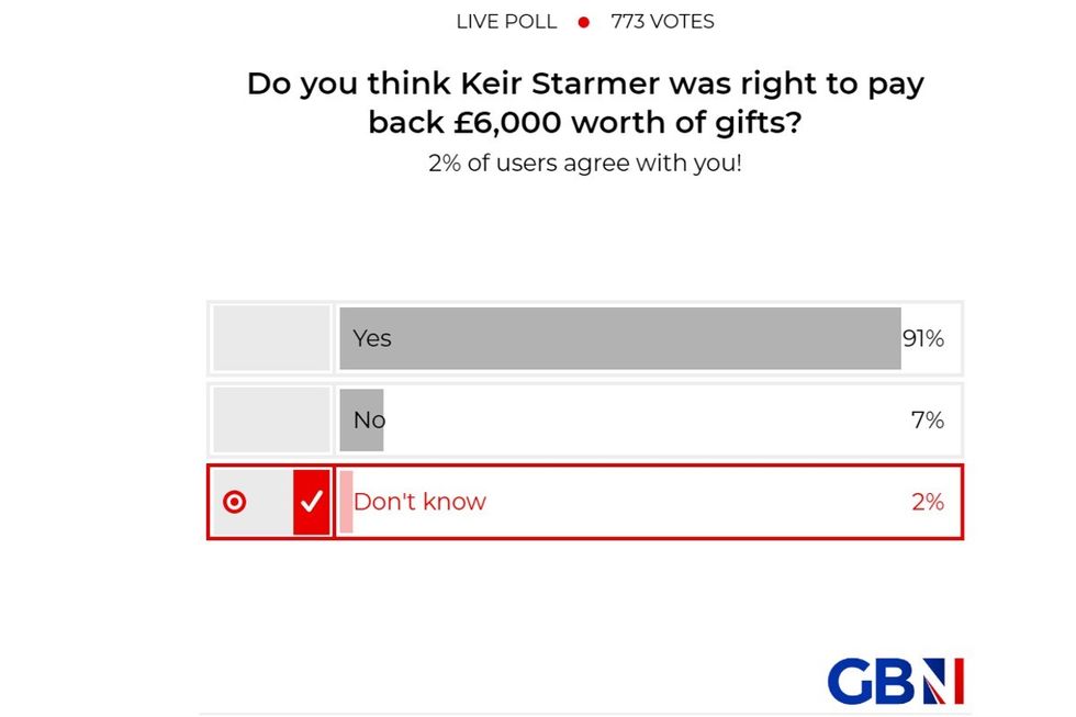 POLL OF THE DAY: Do you think Keir Starmer was right to pay back \u00a36,000 worth of gifts? YOUR VERDICT