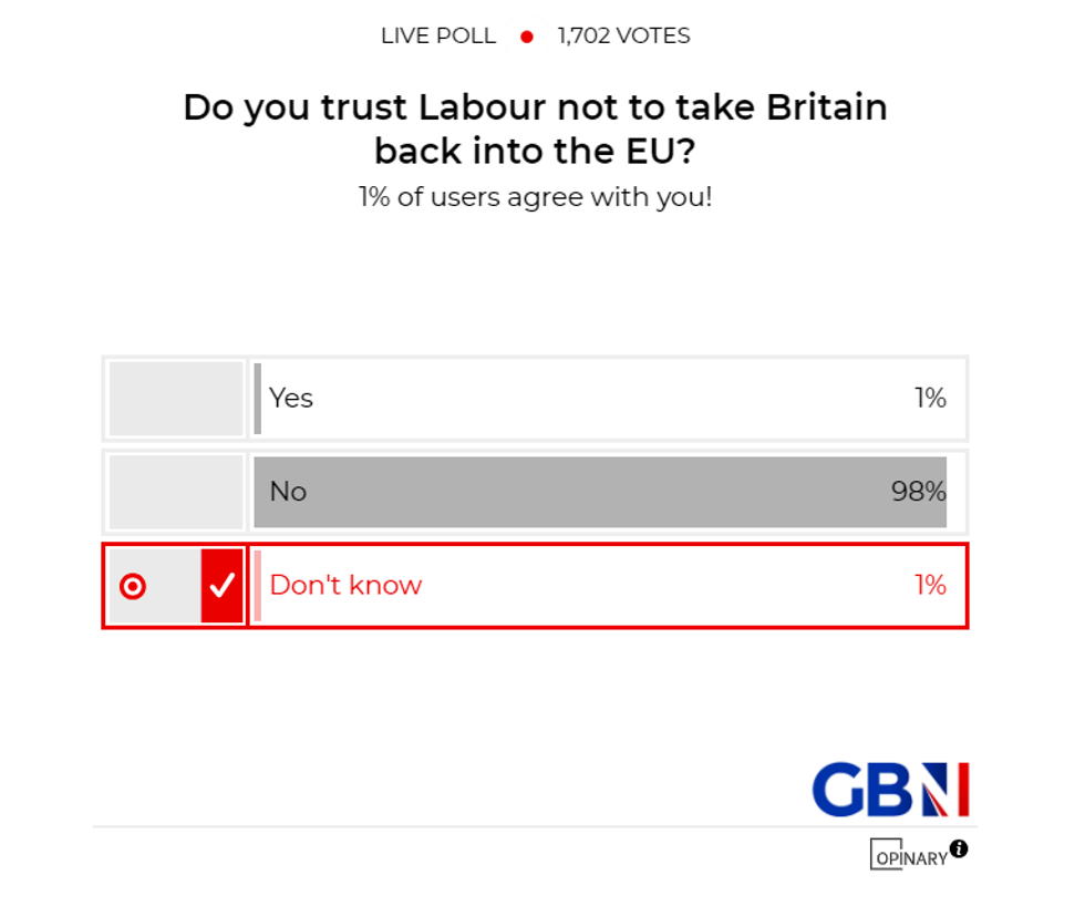 POLL OF THE DAY: Do you trust Labour not to take Britain back into the EU? - YOUR VERDICT