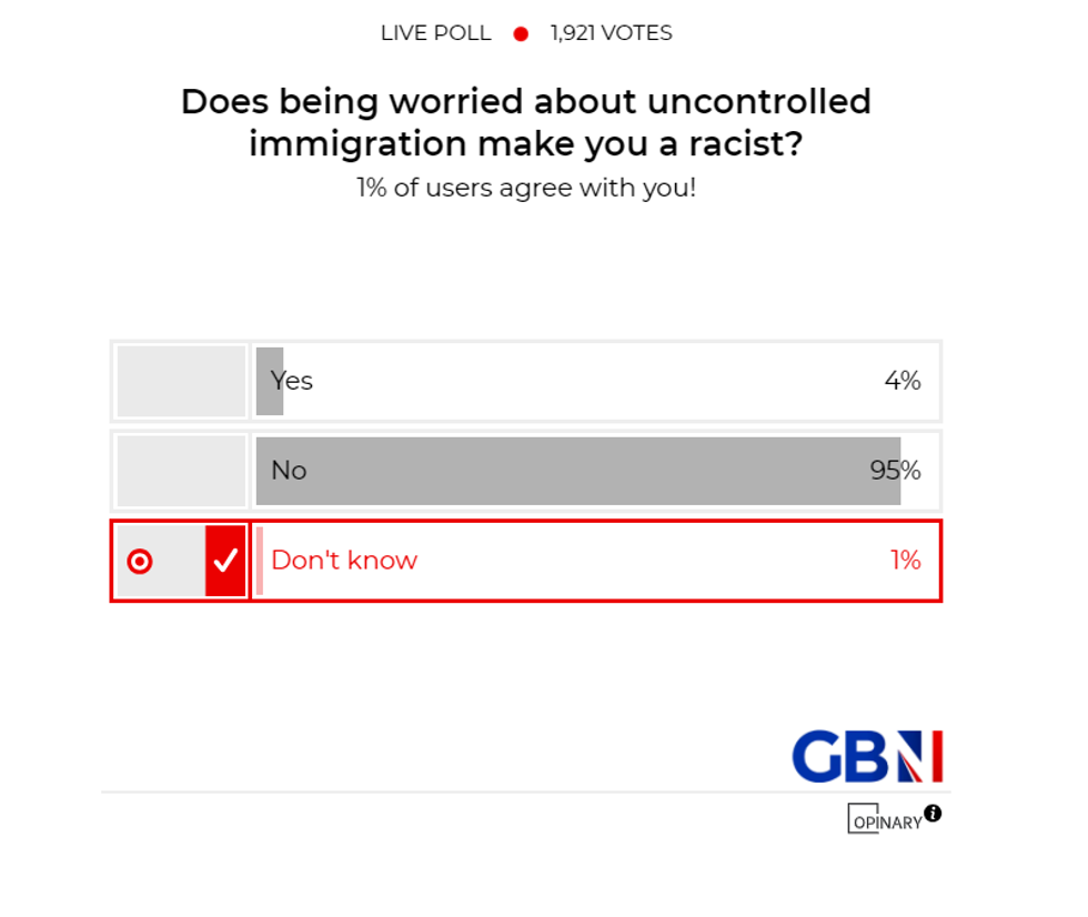 POLL OF THE DAY: Does being worried about uncontrolled immigration make you a racist? YOUR VERDICT