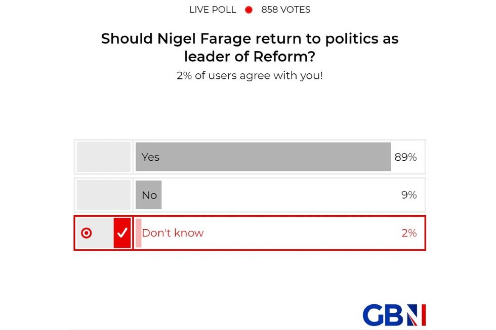 POLL OF THE DAY: Should Nigel Farage return to politics as leader of Reform? YOUR VERDICT