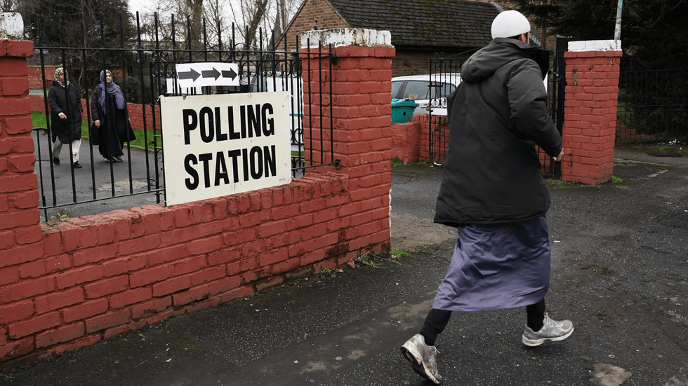 Polling station in Gorton and Denton