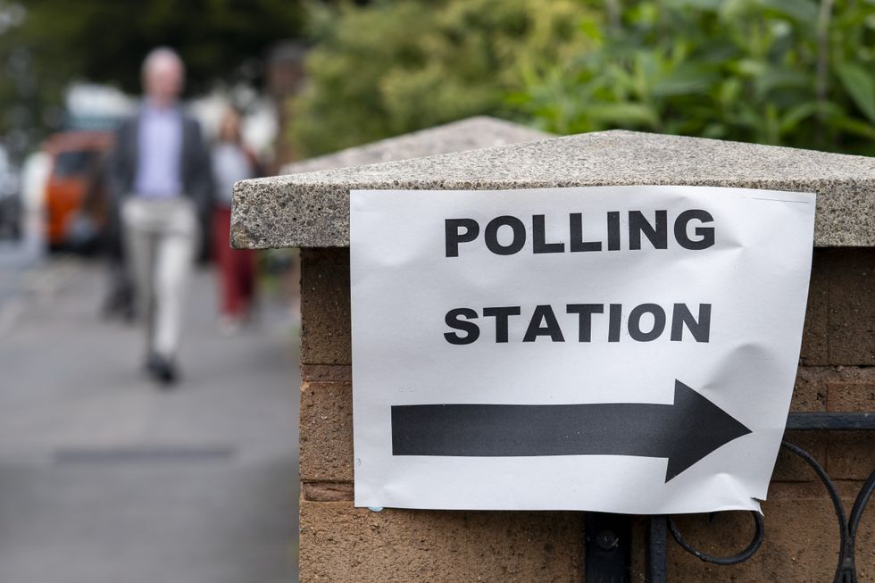 Polling station sign