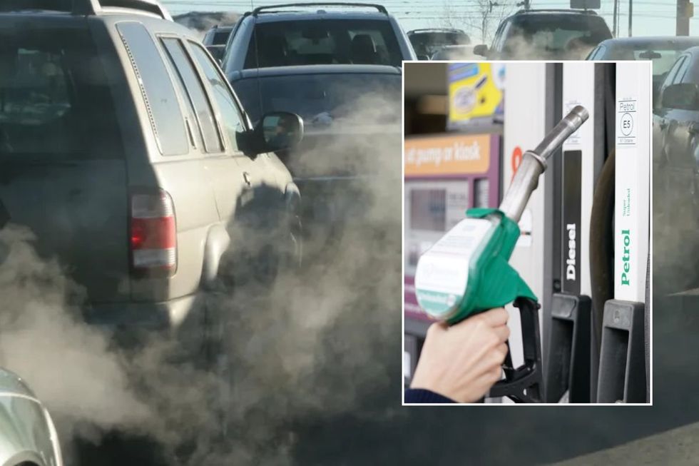 Polluting cars and a petrol pump